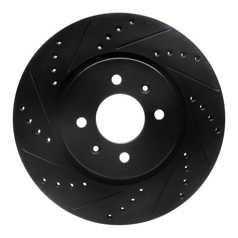 Hyundai Accent Brake Rotor (1) - Front Left - R1 Concepts - Drilled & Slotted - Black - `12-`23